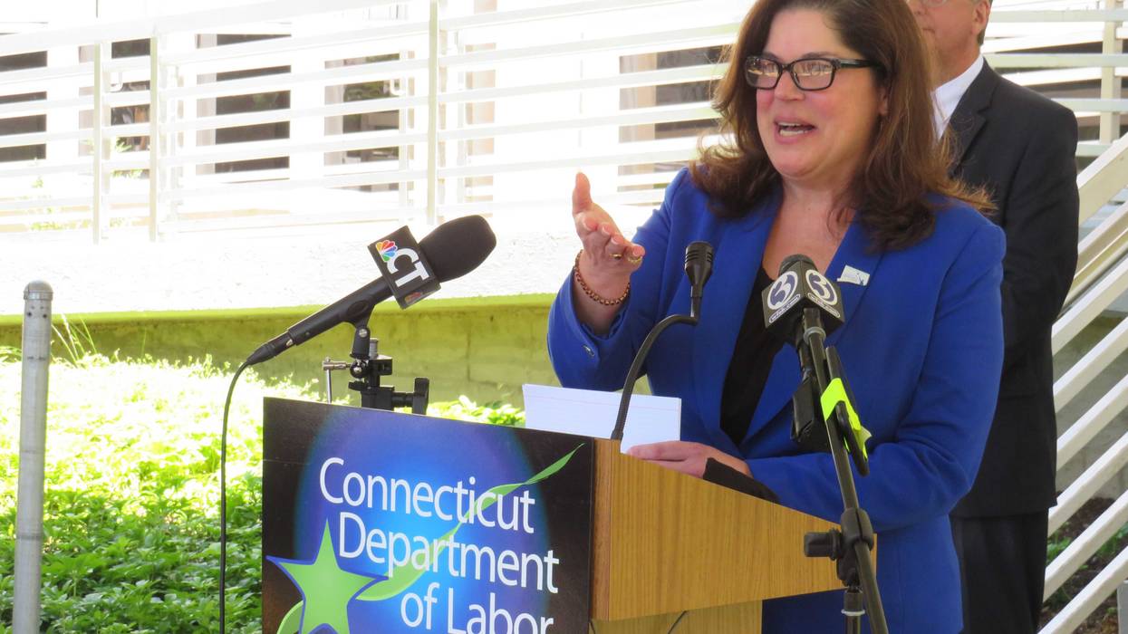 Incoming CT Department of Labor Commissioner Dante Bartolomeo at her introductory news conference in Wethersfield, 6/17/21