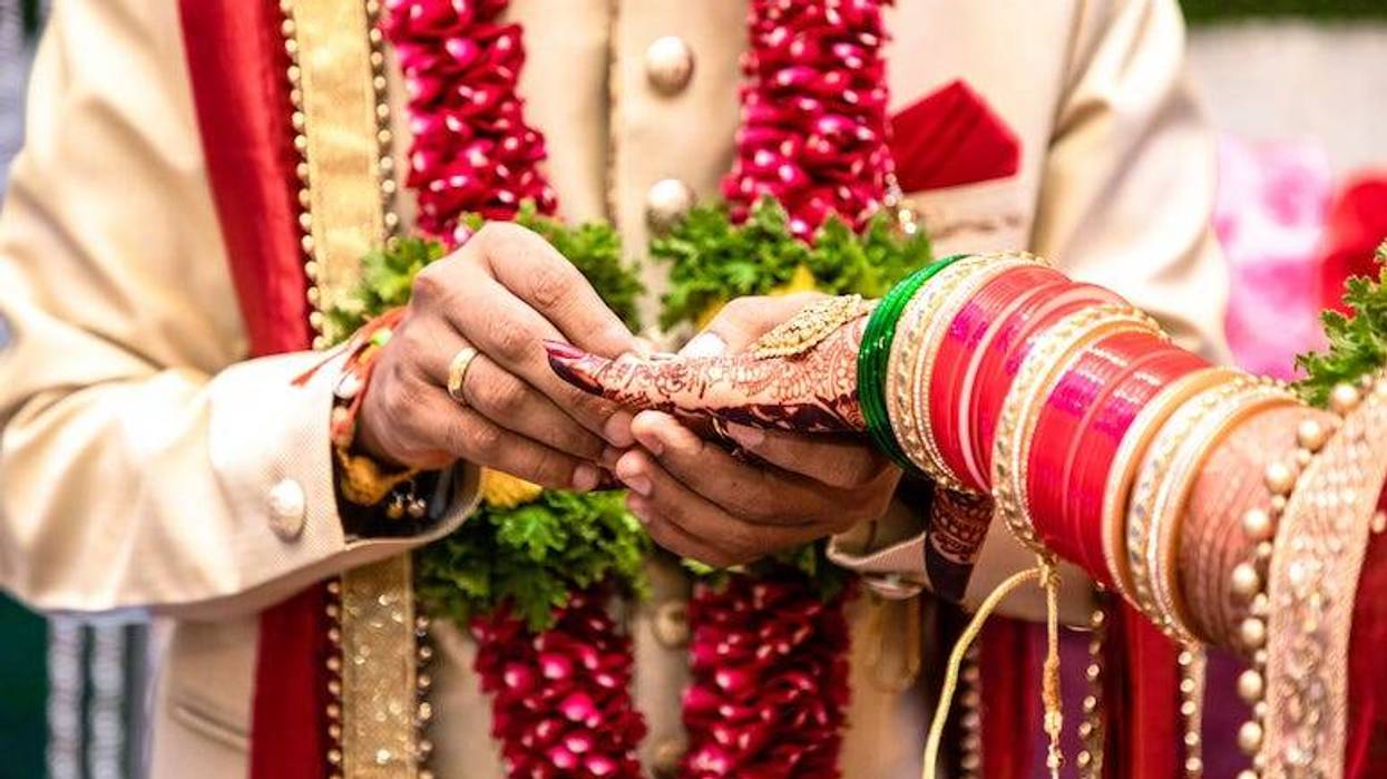 Indian couple during wedding ceremony