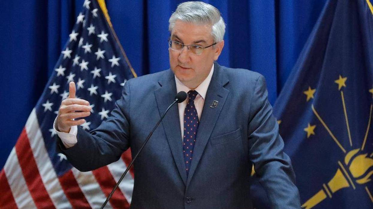Indiana Gov. Eric Holcomb speaks during a news conference at the Statehouse, Thursday, March 19, 2020, in Indianapolis.