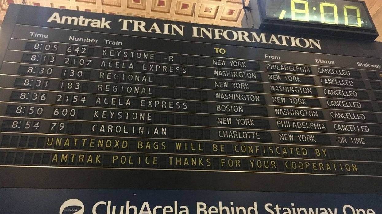 Information board at 30th Street Station