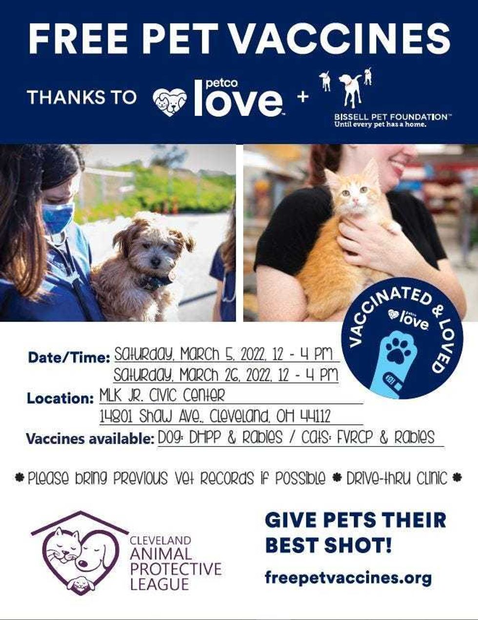 Informational image on vaccine clinics hosted by the Cleveland APL