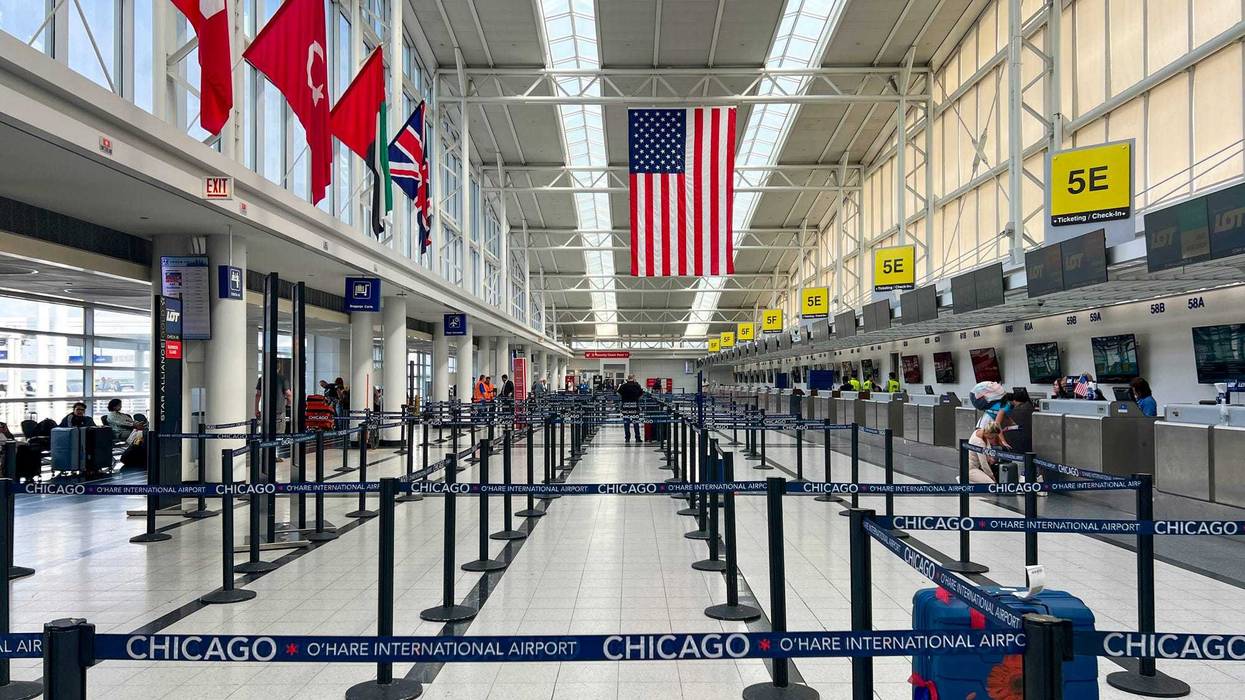 Inside a terminal at O'Hare Airport
