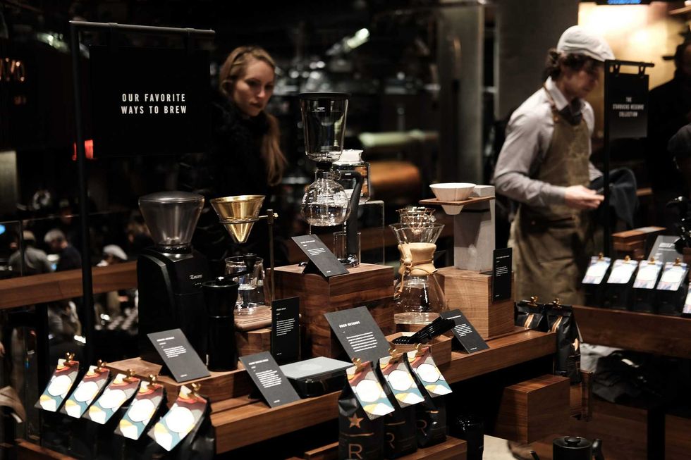 Inside of a Starbucks Reserve location in NYC.