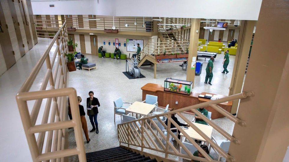 Inside the Little Scandinavia unit at SCI Chester, meant to be a more rehabilitative unit and decrease recidivism.