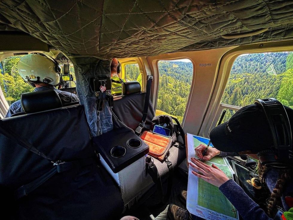 Inside the PG&E helicopter.