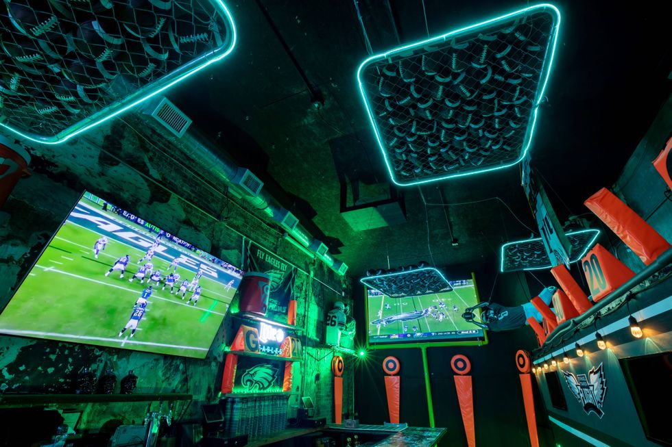 Inside Tinsel Takes Flight, a pop-up bar themed for the Eagles during their run through the 2022-23 NFL Playoffs.