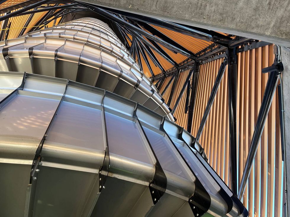 Inside view looking up the new Vivian A. Wong Honor Tower