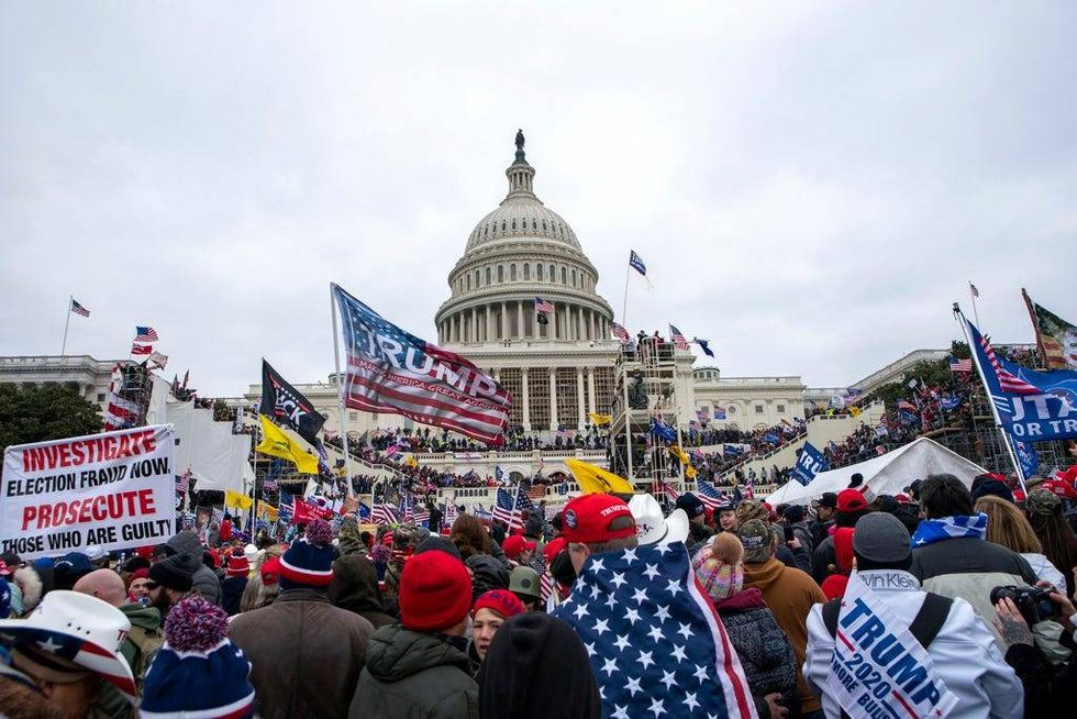Insurrectionists loyal to President Donald Trump storm the U.S. Capitol in Washington on Jan. 6, 2021.