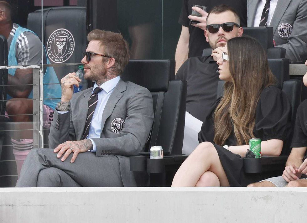 Inter Miami FC co owners David Beckham (left) and Gaby Mas