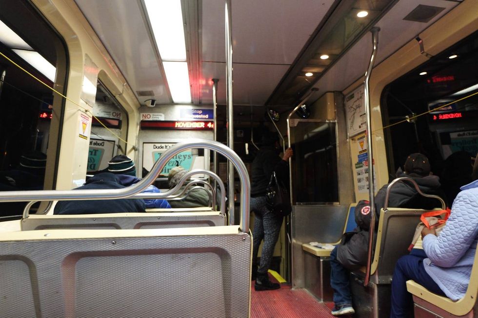 Interior of a trolley on SEPTA