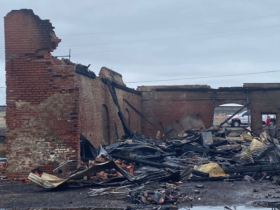 Interior of burned historic building.