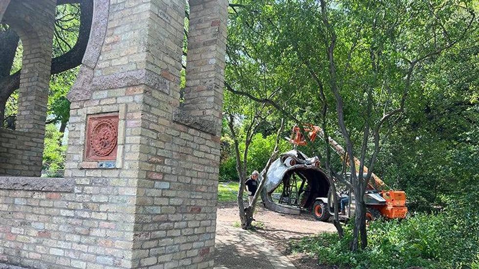 Ion Art /Setting up the Sea Monster a Surreal Garden favorite at ZBG