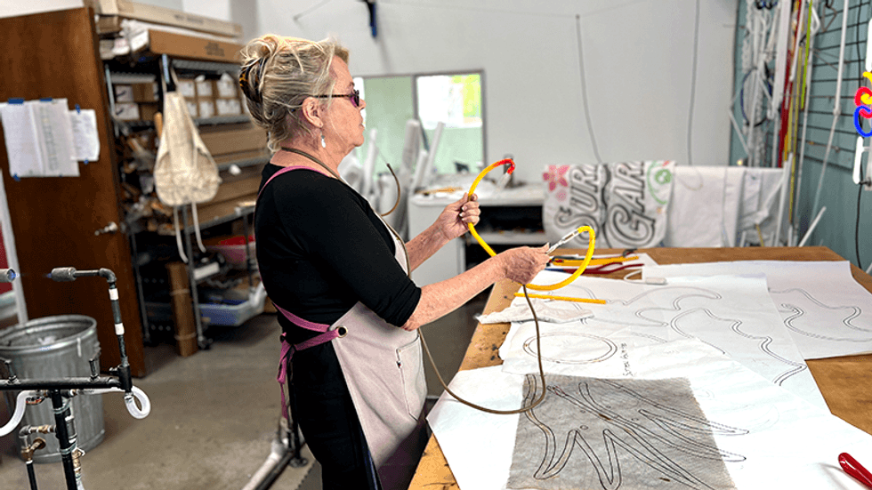 Ion Art / Sharon Keshishian is one of the few Neon Benders in the country creating neon beauty for The Surreal Garden 2023