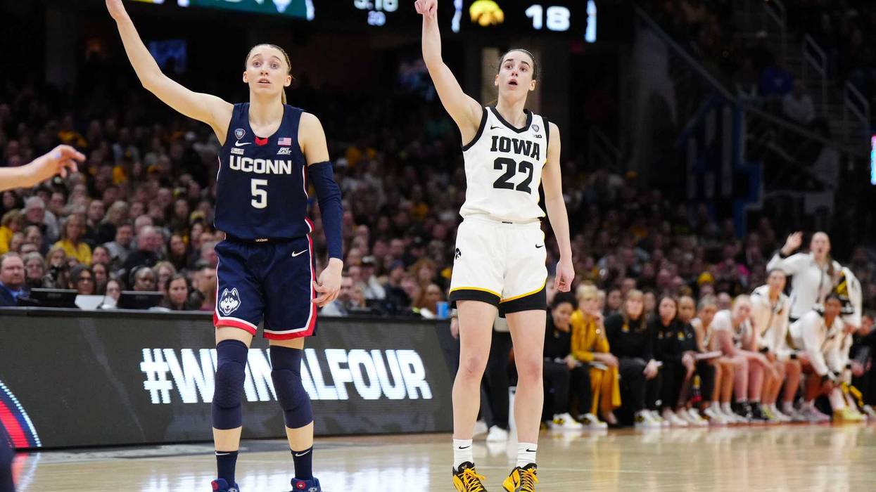 Iowa Hawkeyes guard Caitlin Clark (22) and Connecticut Huskies guard Paige Bueckers (5) in the semifinals of the Final Four in 2024. Clark was the top pick in last year's WNBA Draft which Bueckers is expected to be in 2025 as well.