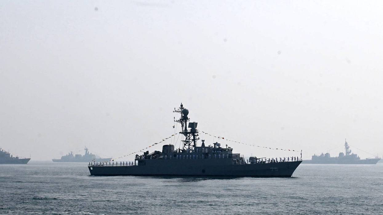 Iranian warship IRIS Dena is seen in the Bay of Bengal during International Fleet Review held at Visakhapatnam, India, Feb. 18, 2026. )