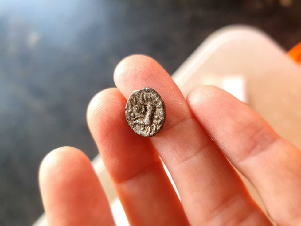 Iron Age coin uncovered during archaeological excavations at Fleet Marston, near Aylesbury, Buckinghamshire. Excavations took place during 2021
