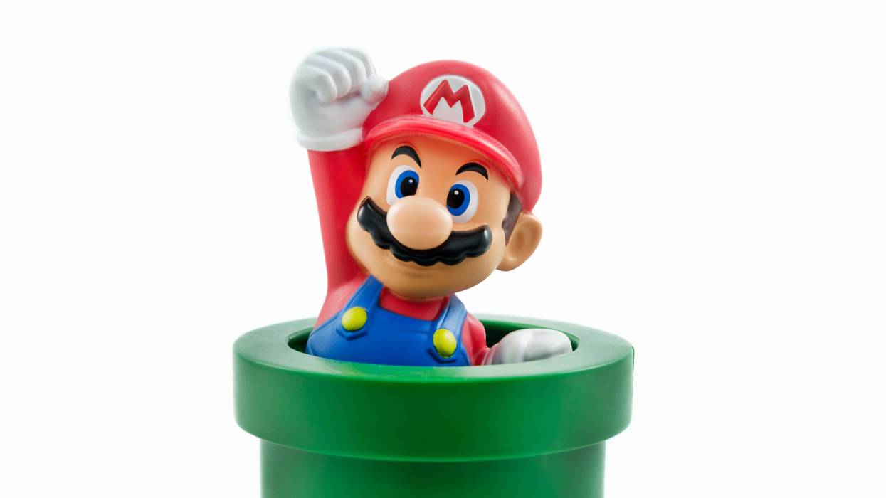 Isolated studio shot of Mario from Nintendo's Super Mario Bros. franchise of video games.