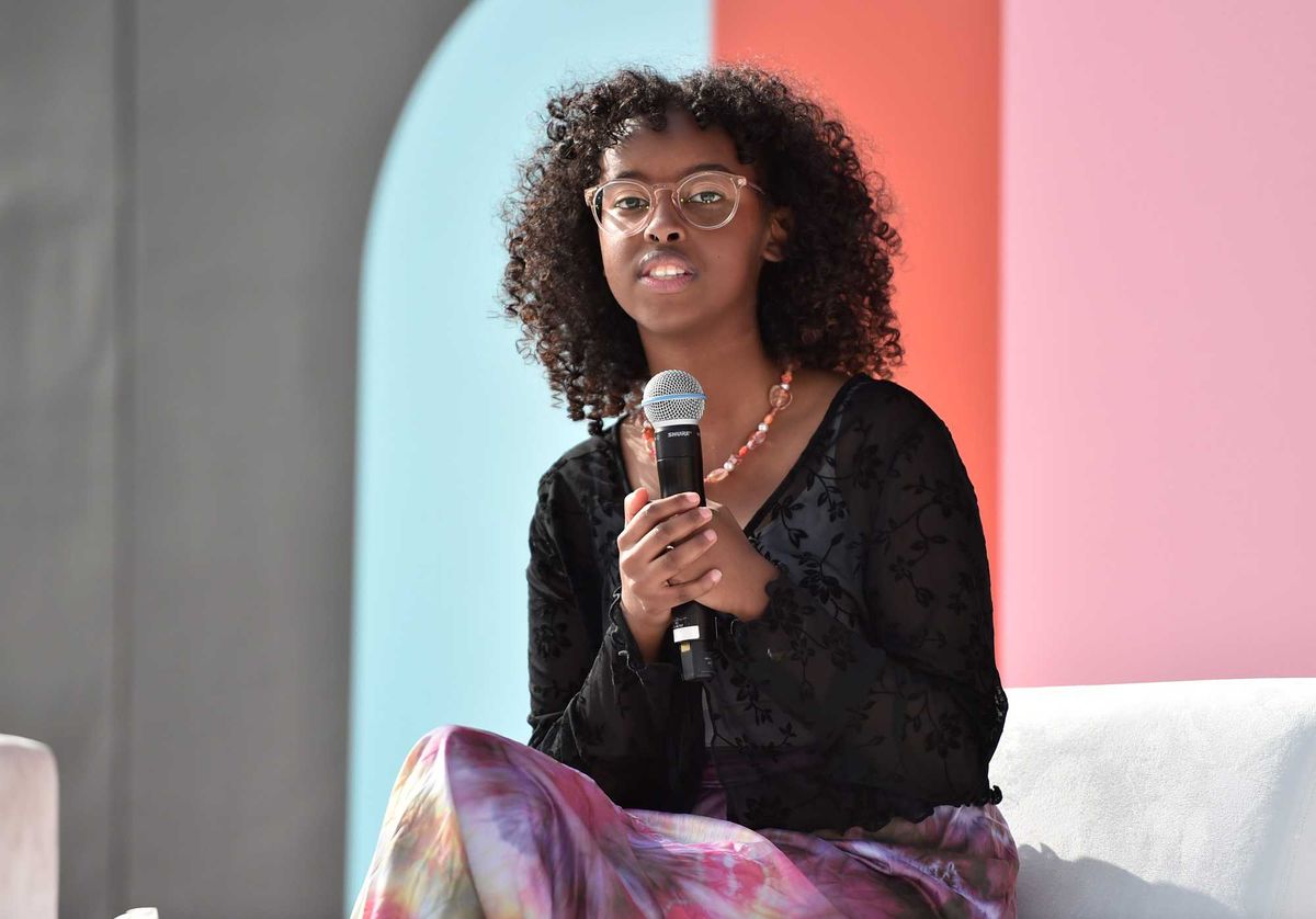 Isra Hirsi, daughter of Ilhan Omar, attends the Teen Vogue Summit & Block Party at Goya Studios on December 4, 2021 in Los Angeles, California.