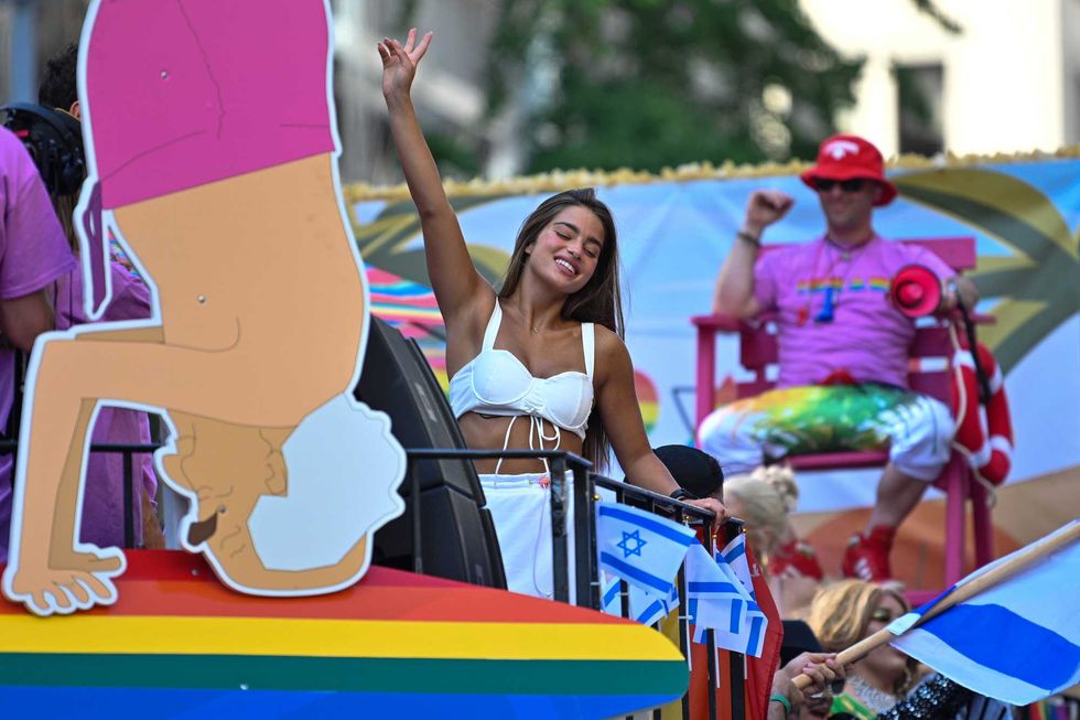 Israeli singer Noa Kirel performs on the Israel float at the New York City Pride Parade on June 26, 2022 in New York City.