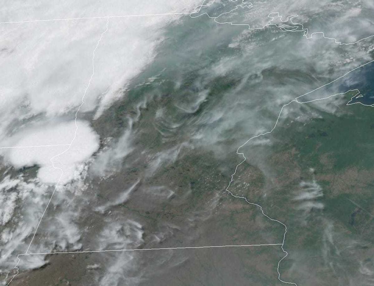 It isn't cloudy - that's wildfire smoke swirling over Minnesota from Canadian wildfires on Monday, conditions that will now persist through Wednesday.