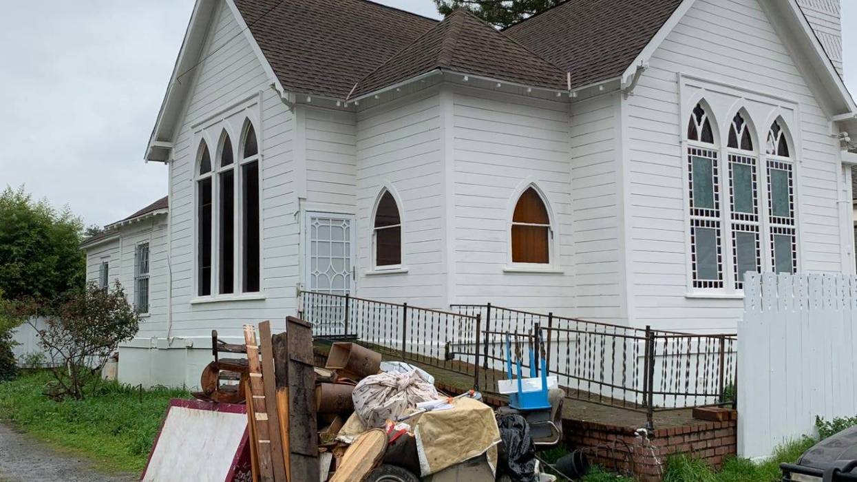 Items ruined by recent flooding of the Russian River are piling up around Guerneville.