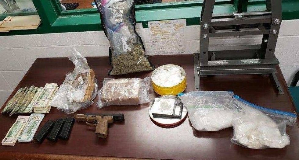 Items seized in a raid on Detroit