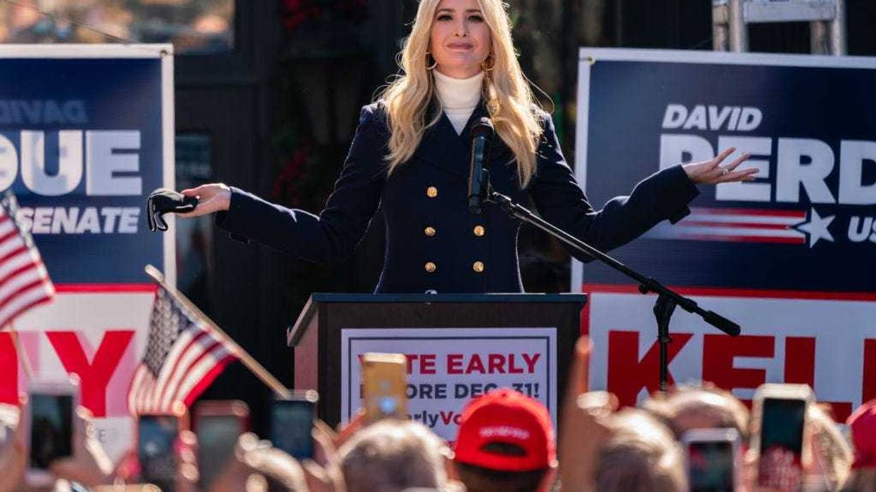 Ivanka Trump speaks during a campaign event with Senators Kelly Loeffler and David Perdue on December 21, 2020 in Milton, Georgia.