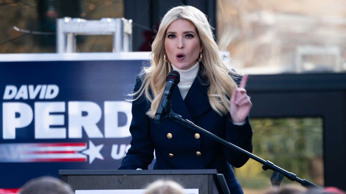 Ivanka Trump speaks during a campaign event with Senators Kelly Loeffler (R-GA) and David Perdue (R-GA) on December 21, 2020 in Milton, Georgia.