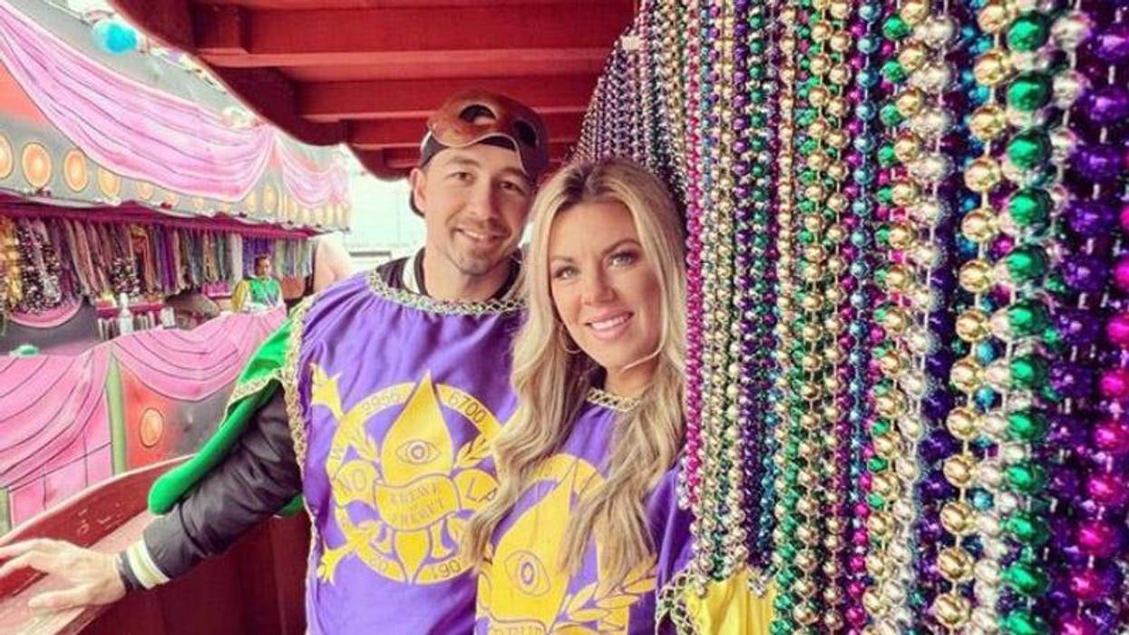 J-Si and Kinsey on Mardi Gras float