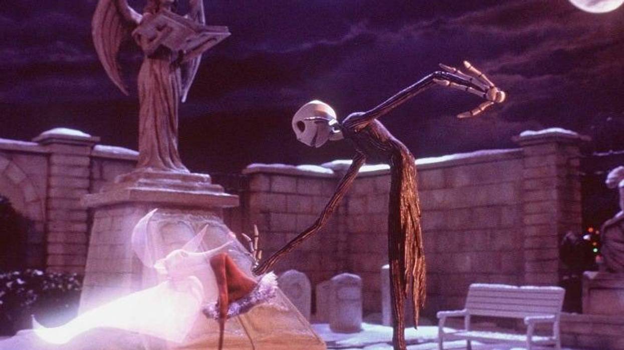 Jack Skellington gets a boost from his ghost dog, Zero
