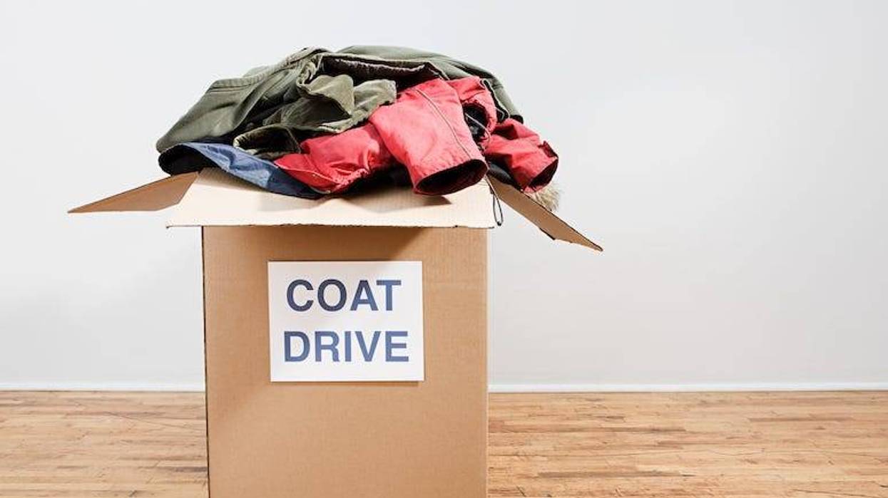 Jackets, Coats, Pile, Cardboard Box, Coat Drive