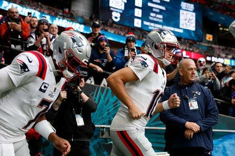 Jacoby Brissett and Drake Maye
