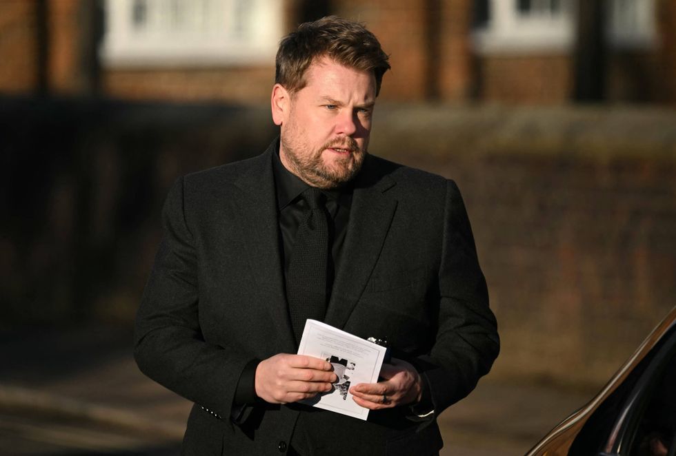 James Corden leaves after attending the funeral service of the late One Direction singer Liam Payne