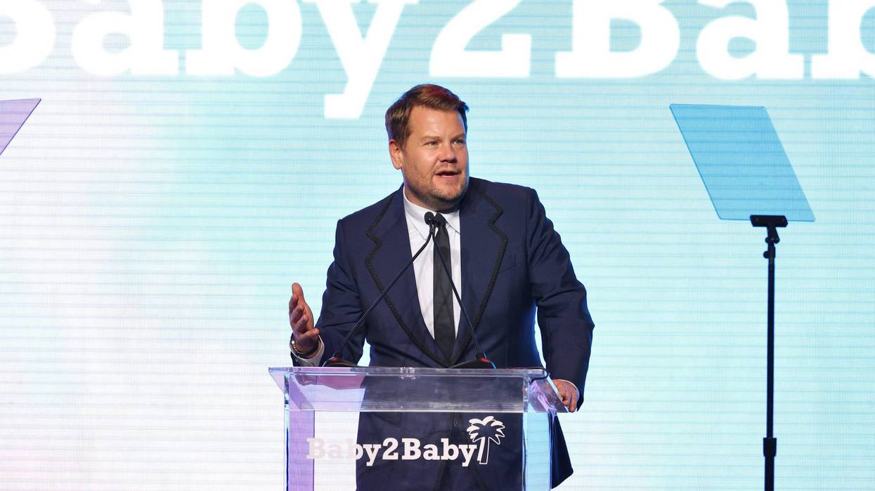 James Corden speaks onstage during the Baby2Baby 10-Year Gala presented by Paul Mitchell on November 13, 2021 in West Hollywood, California.