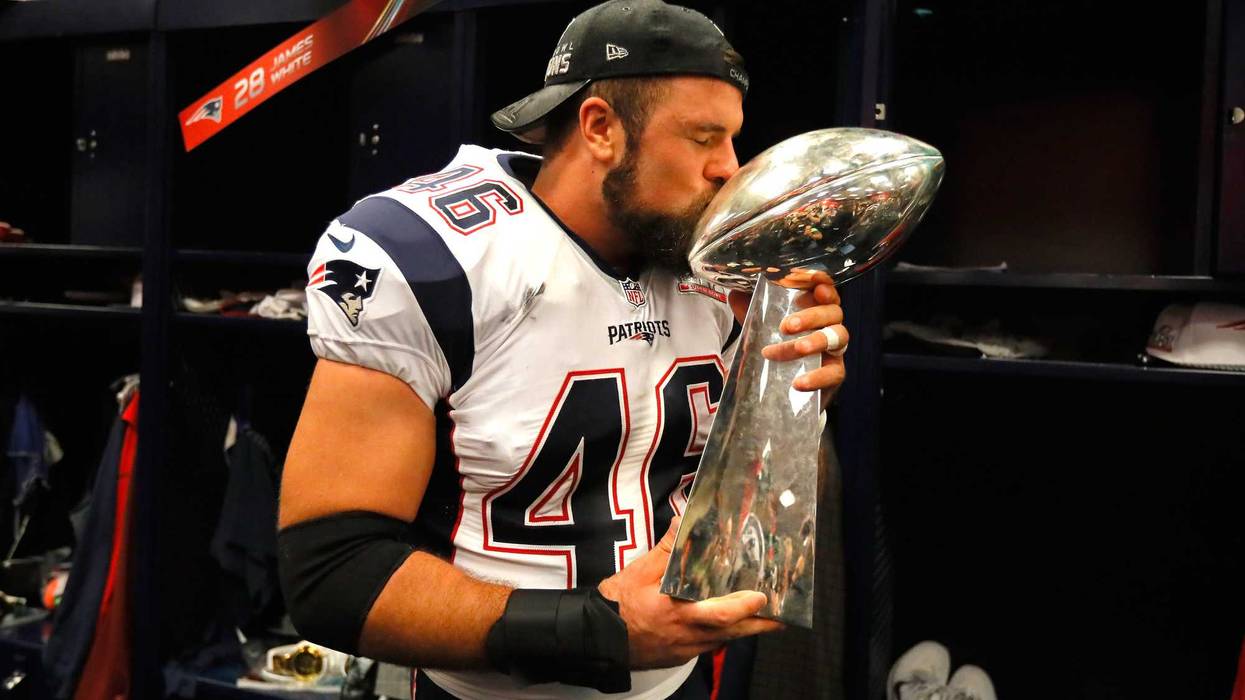 James Develin Kisses Super Bowl 51 trophy