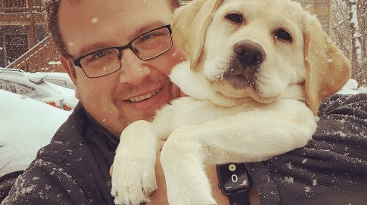 James Larsen with pet