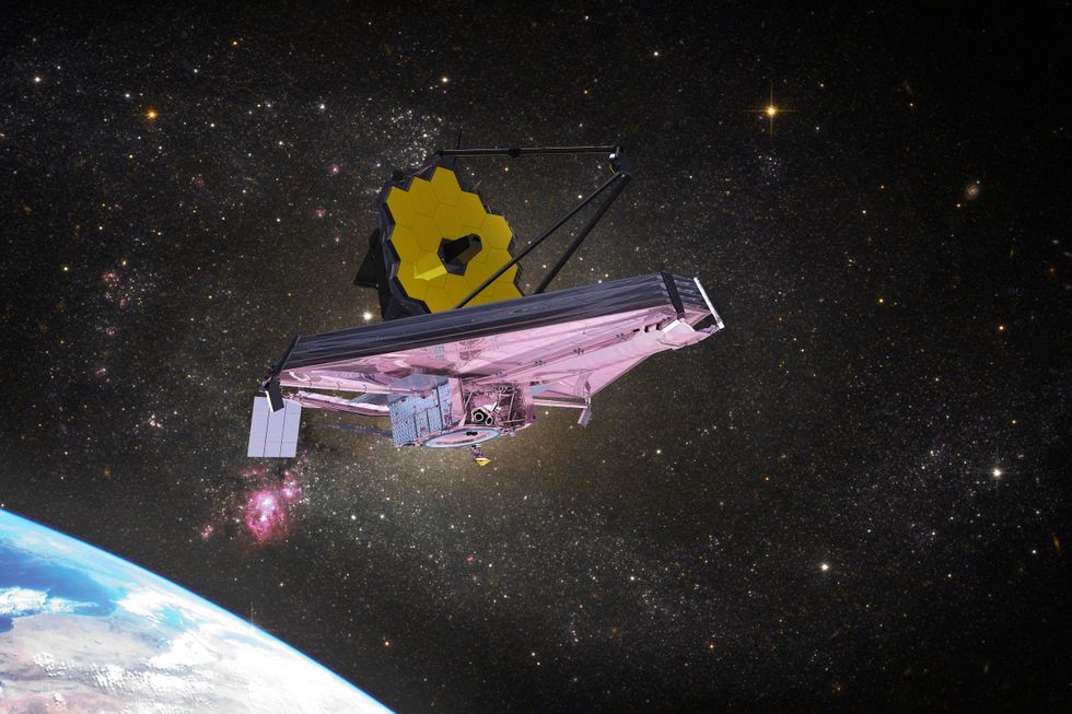 James Webb Space Telescope looking at galaxies. This image elements furnished by NASA https://www.nasa.gov/image-feature/goddard/2017/hubble-catches-starbursts-in-a-barred-spiral-galaxy