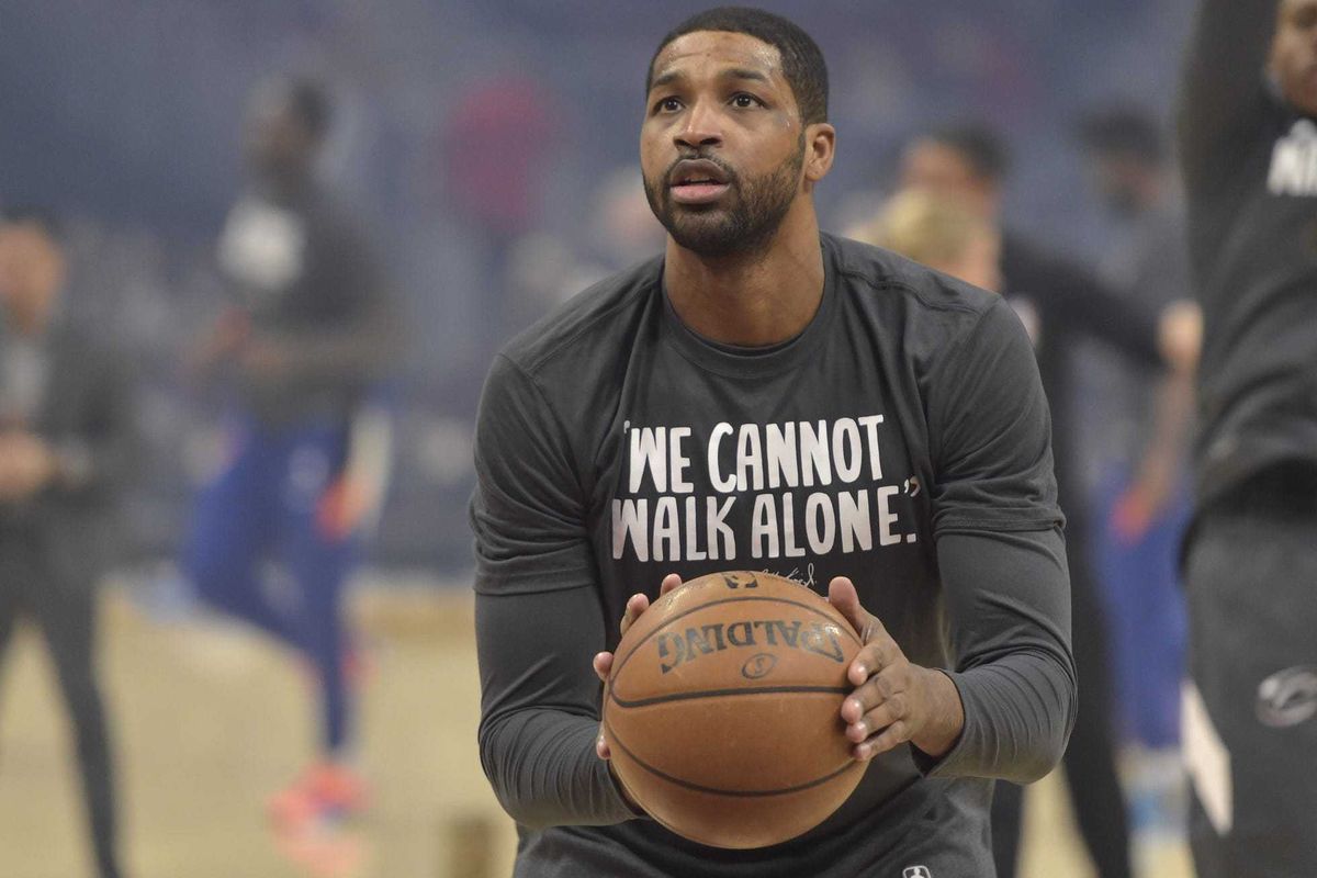 Jan 20, 2020; Cleveland, Ohio, USA; Cleveland Cavaliers center Tristan Thompson (13) warms up before a game against the New York Knicks at Rocket Mortgage FieldHouse. Mandatory Credit: David Richard-USA TODAY Sports