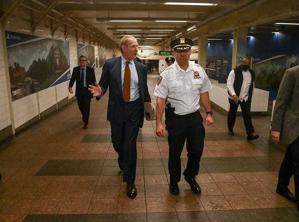 Janno Lieber taking a subway station tour of Grand Central.