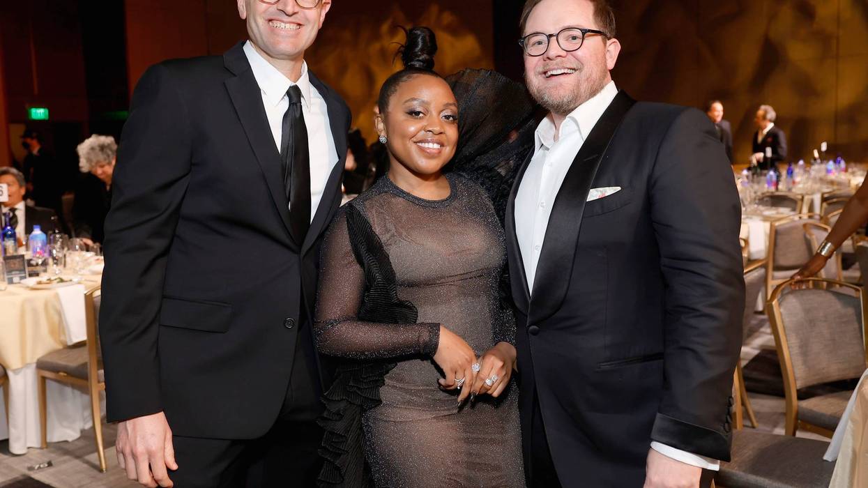 JANUARY 15: (L-R) Justin Halpern, Quinta Brunson and Patrick Schumacker attend the 28th Annual Critics Choice Awards at Fairmont Century Plaza on January 15, 2023 in Los Angeles, California.