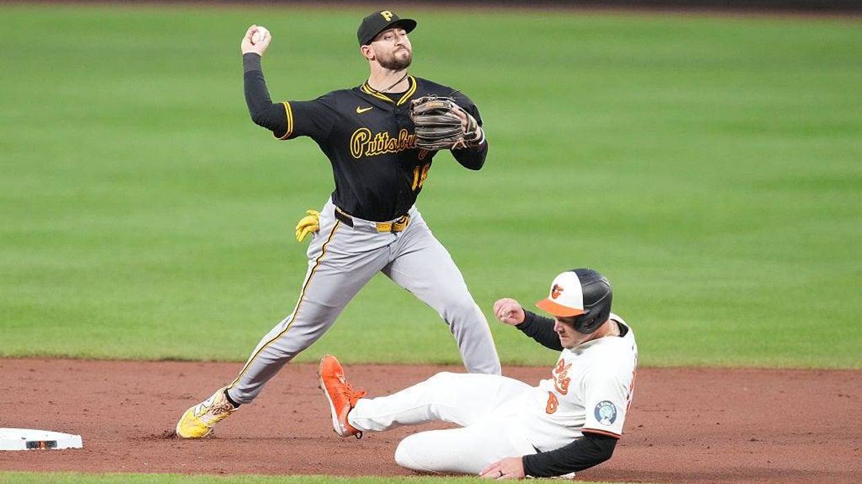 Jared Triolo turning a double play