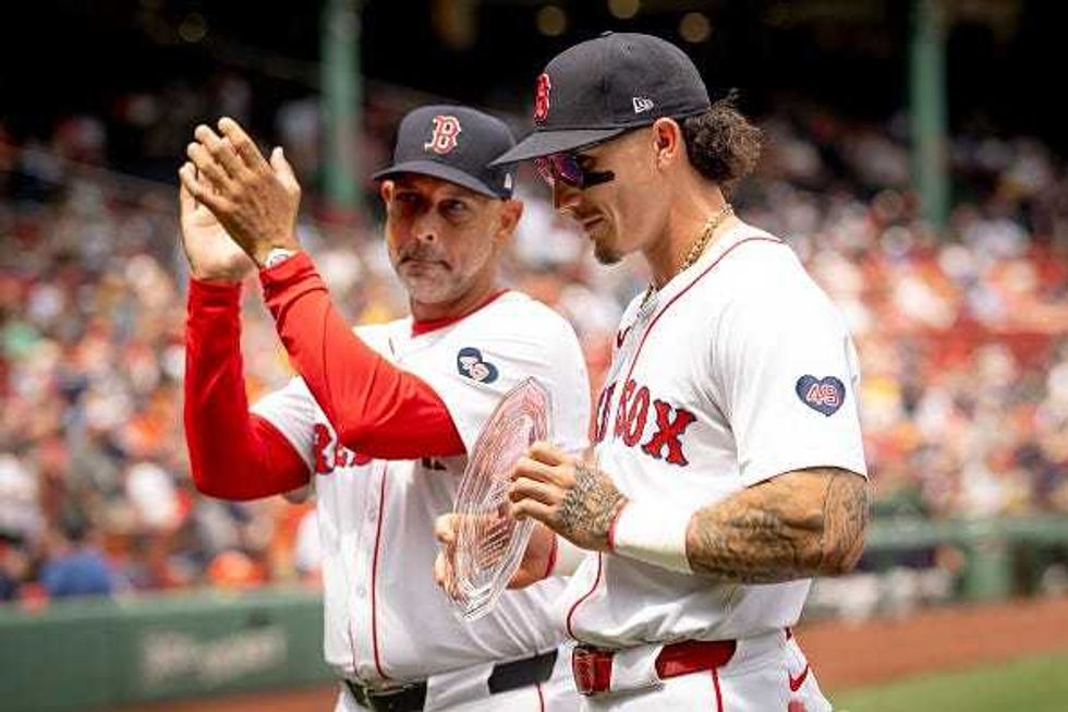 Jarren Duran and Alex Cora