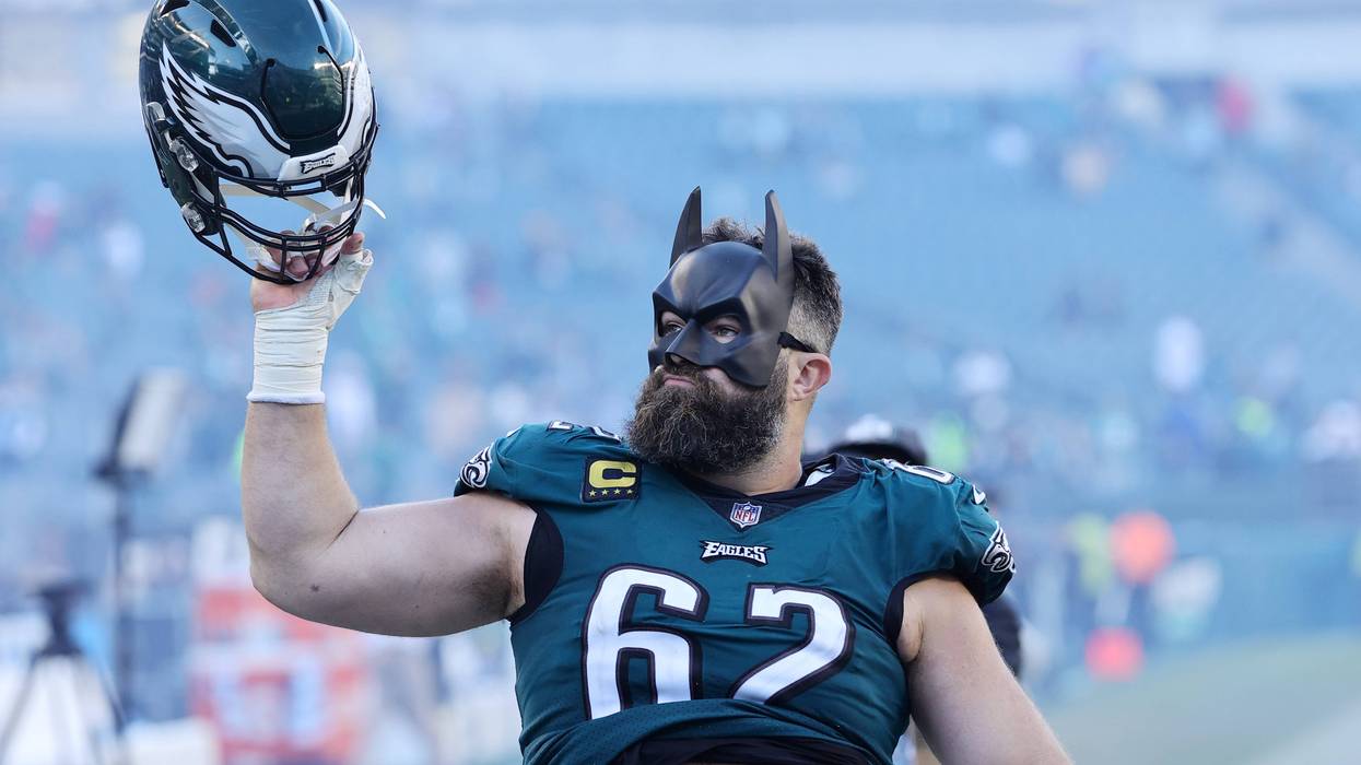 Jason Kelce of the Philadelphia Eagles reacts after a game against the Pittsburgh Steelers at Lincoln Financial Field on October 30, 2022 in Philadelphia, Pennsylvania.