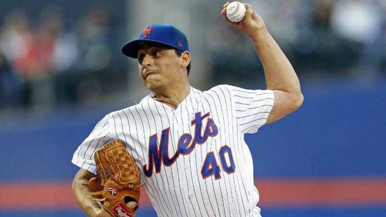 Jason Vargas pitches against the Miami Marlins during the first inning at Citi Field.
