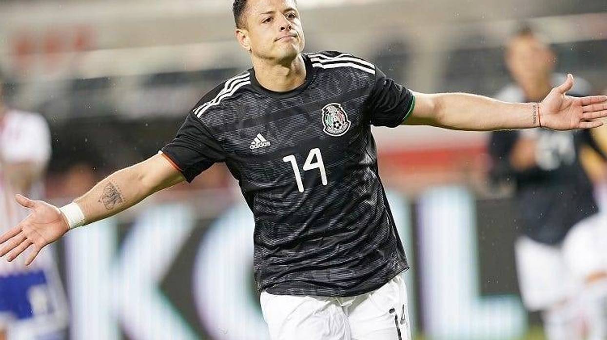 Javier Hernandez #14 of the Mexico National team celebrates after he scored against Paraguay during the first half of their soccer game at Levi's Stadium on March 26, 2019 in Santa Clara, California.
