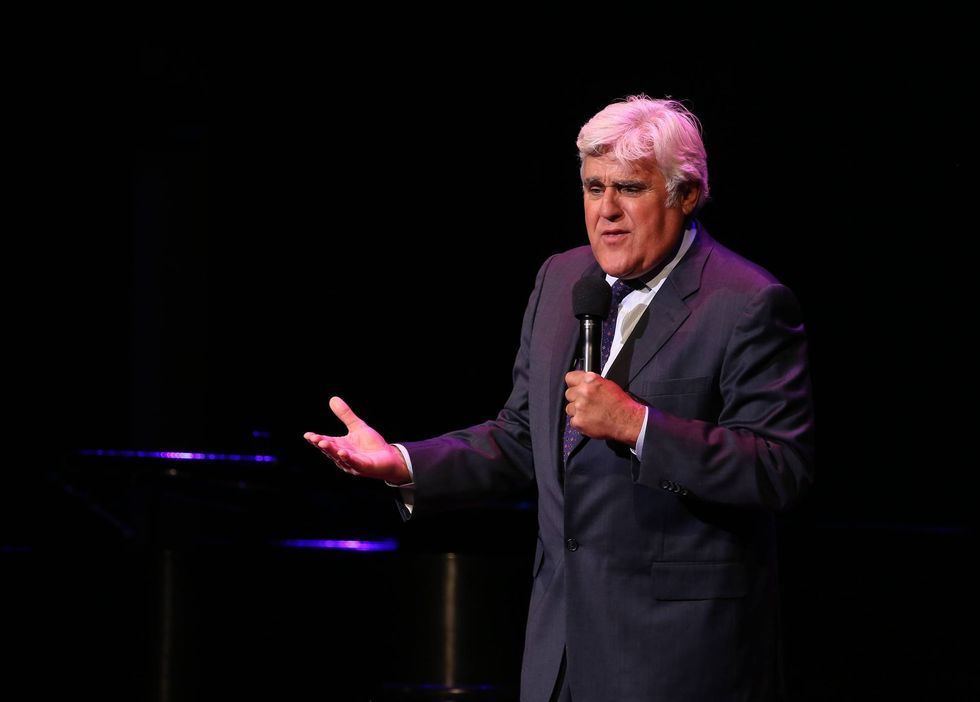 Jay Leno performs on stage during the National Night Of Laughter And Song event hosted by David Lynch Foundation at the John F. Kennedy Center for the Performing Arts on June 5, 2017 in Washington, DC.
