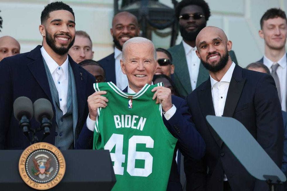 Jayson Tatum, Joe Biden and Derrick White