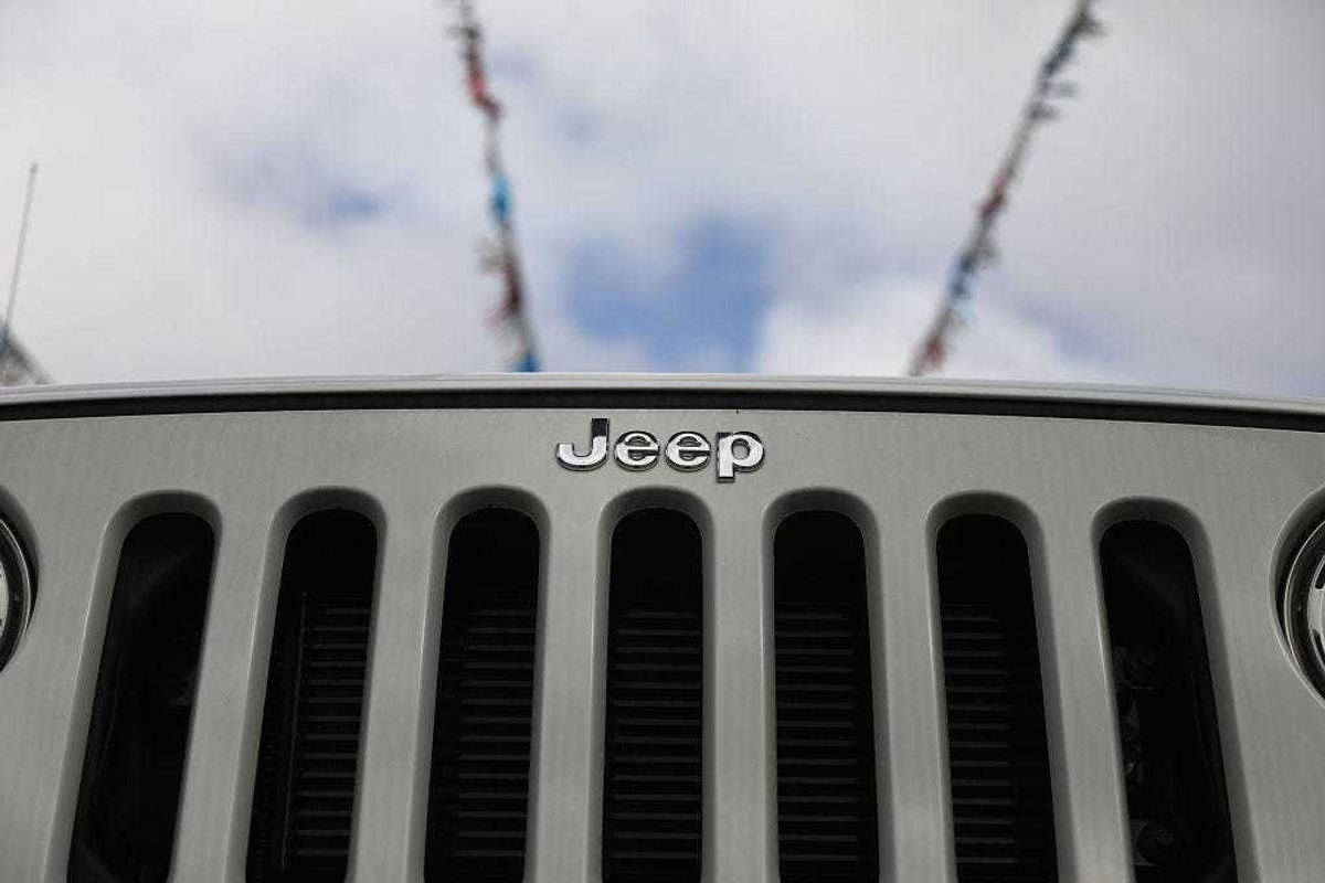 Jeep Wranglers are displayed at a Manhattan Fiat Chrysler dealership on July 23, 2018 in New York City.