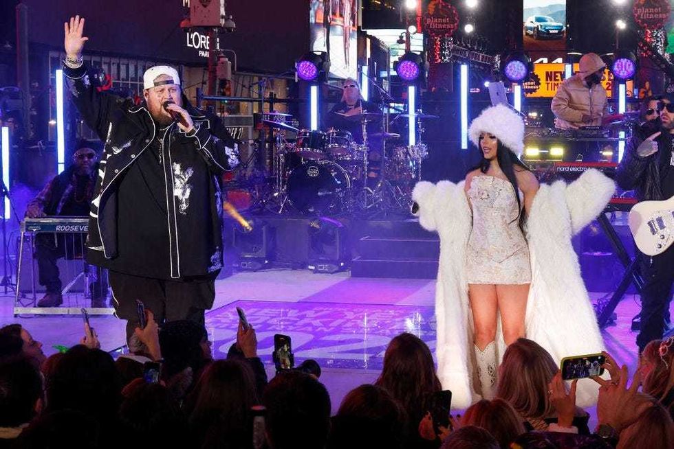 Jelly Roll and Jessie Murph perform during New Year