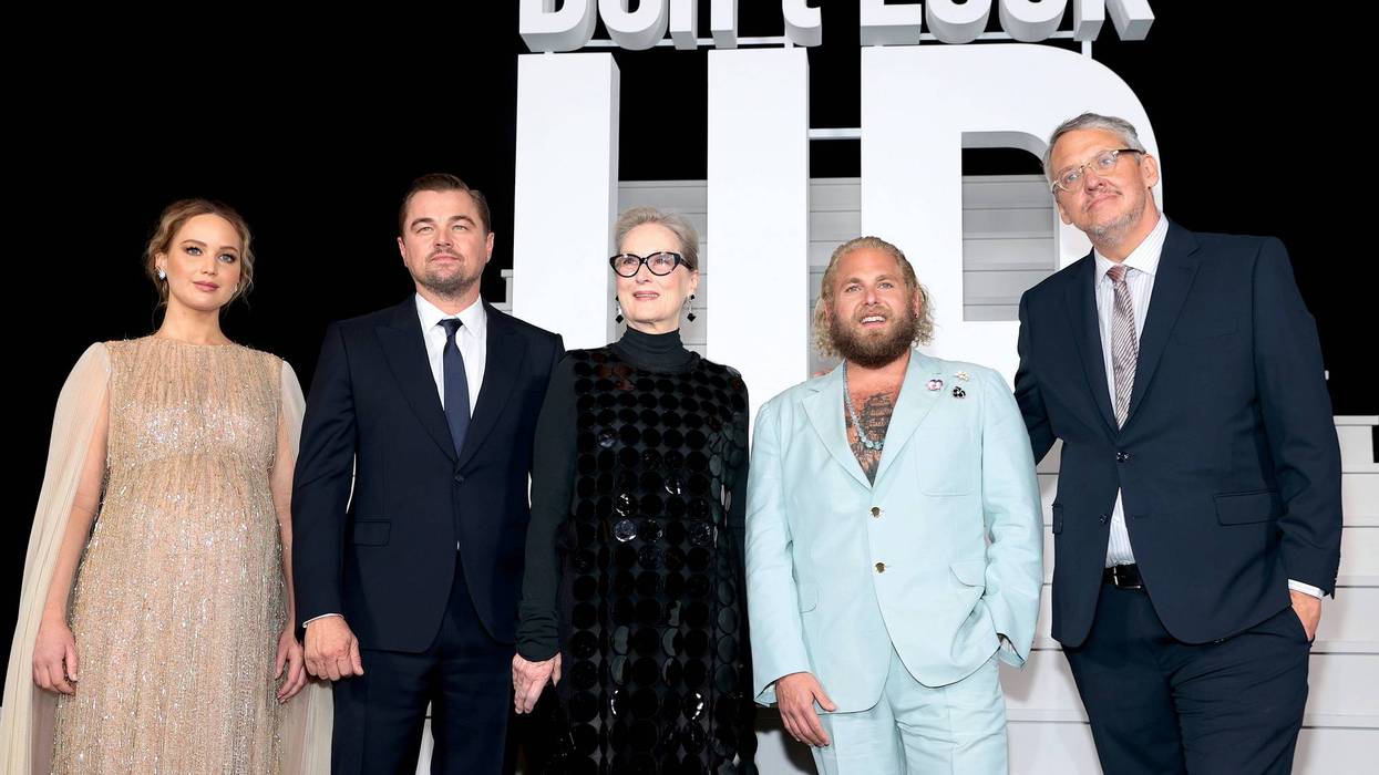 Jennifer Lawrence, Leonardo DiCaprio, Meryl Streep, Jonah Hill, and Adam McKay attend the "Don't Look Up" World Premiere at Jazz at Lincoln Center on December 05, 2021 in New York City.